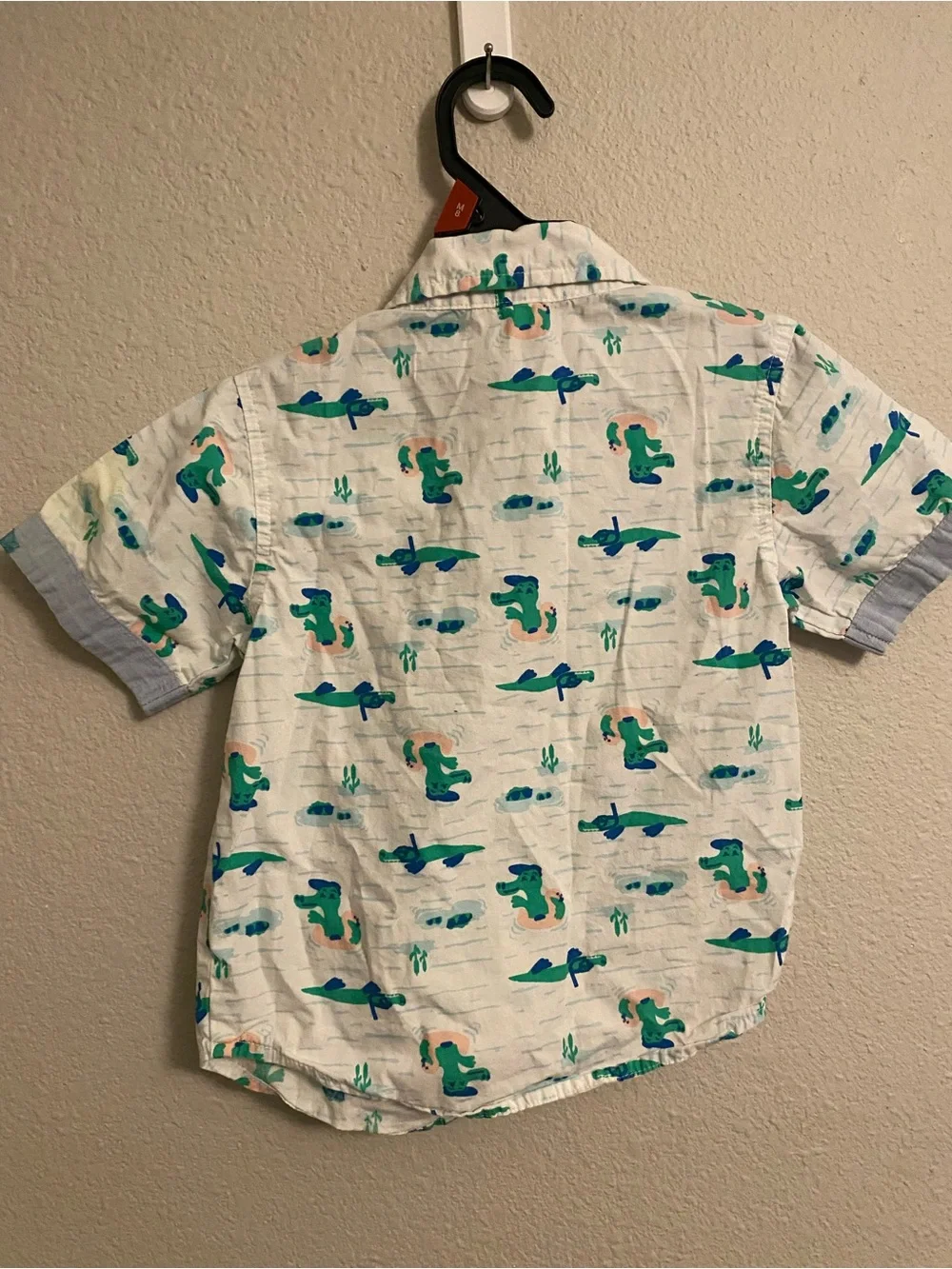Equipment Kids‎ Button-Down Shirt in White with Green & Blue Croc Print